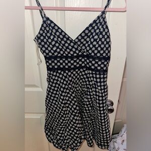 Floral Dark Blue and White Dress